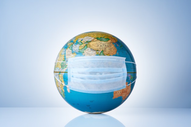earth globe with medical mask